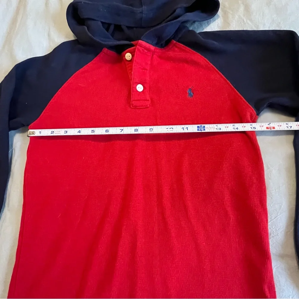 Polo by Ralph Lauren Boys Red and Blue Pullover with Hood‎ Sz 12